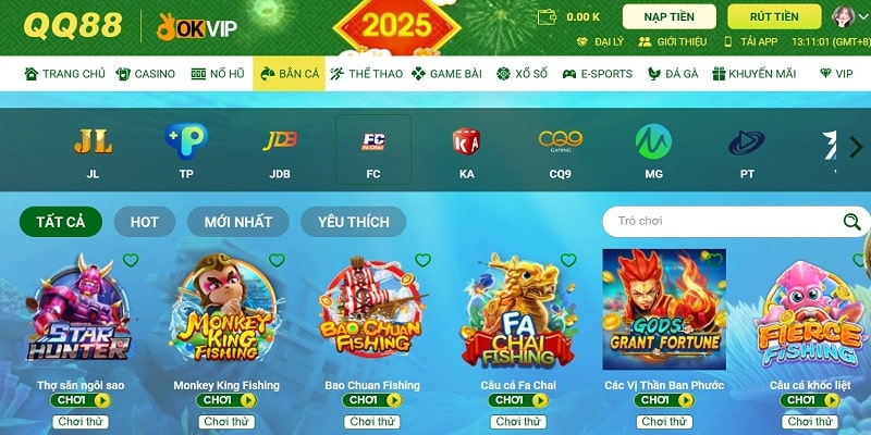 Khám phá sảnh game bắn cá đổi thưởng tại QQ88